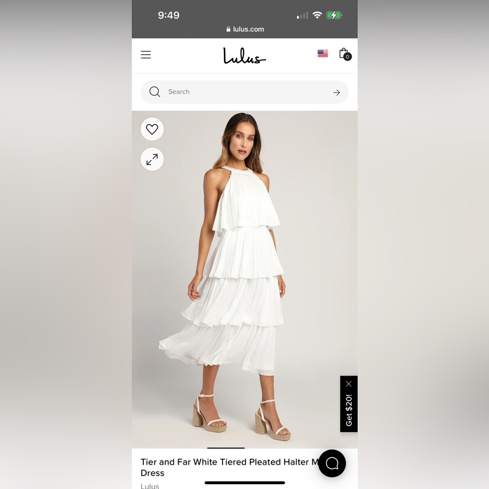 NWT - Lulus white tiered pleated dress